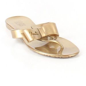 Like NEW COACH gold bow ‘Pretty’ sandal slides 6